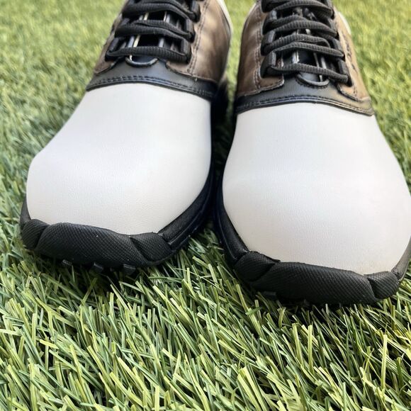 New FootJoy Men\'s GreenJoys Golf Spiked Shoes 8M White/Brown Upper Red Bottom main image 7